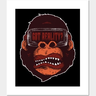 Gorilla with VR headset Posters and Art